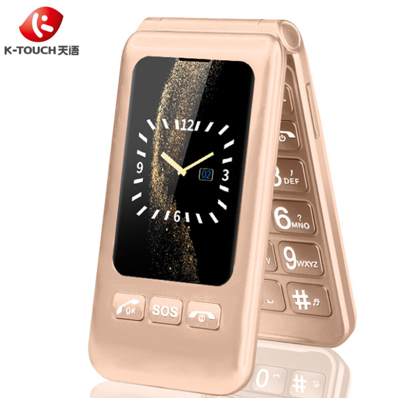 天语（K-TOUCH）T91C 电信老人手机 双屏翻盖 电信2G 老年手机 学生备用功能机 金色